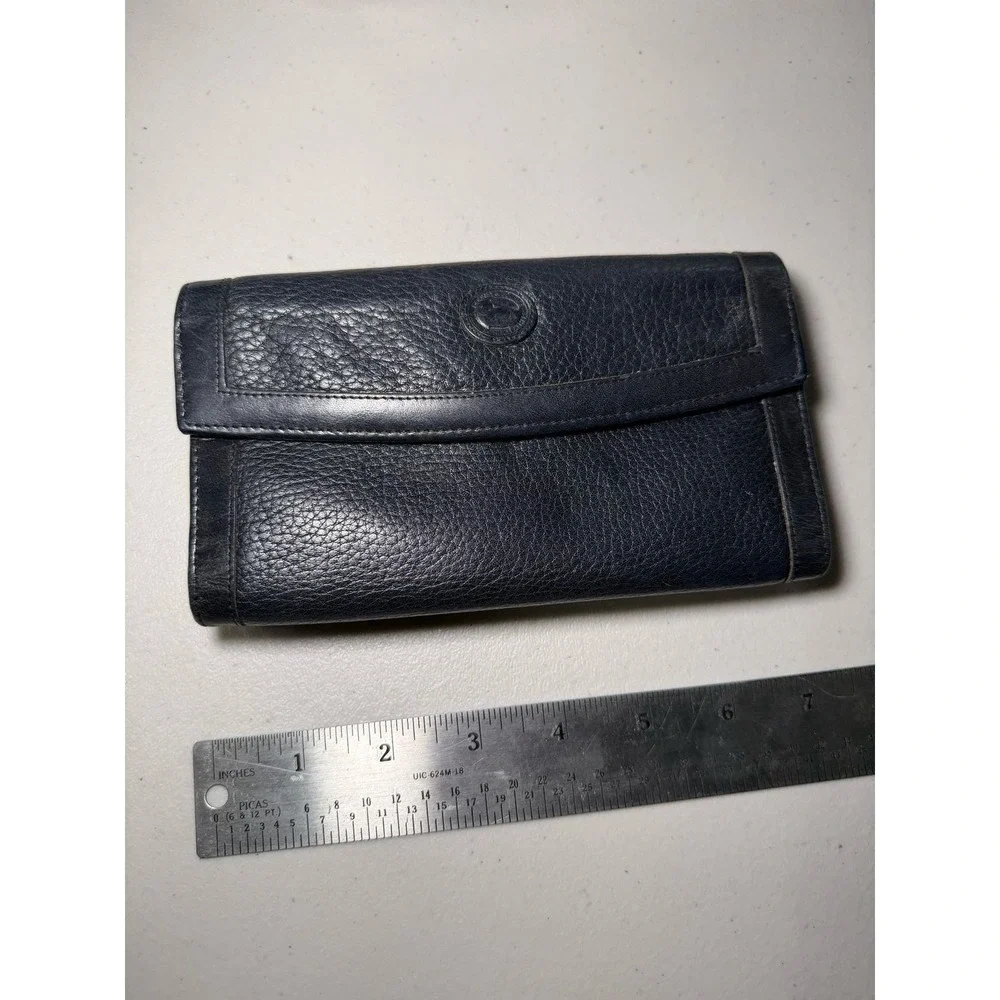 Dooney & Bourke Vintage Black Pebbled All-Weather Leather Trifold Wallet‎